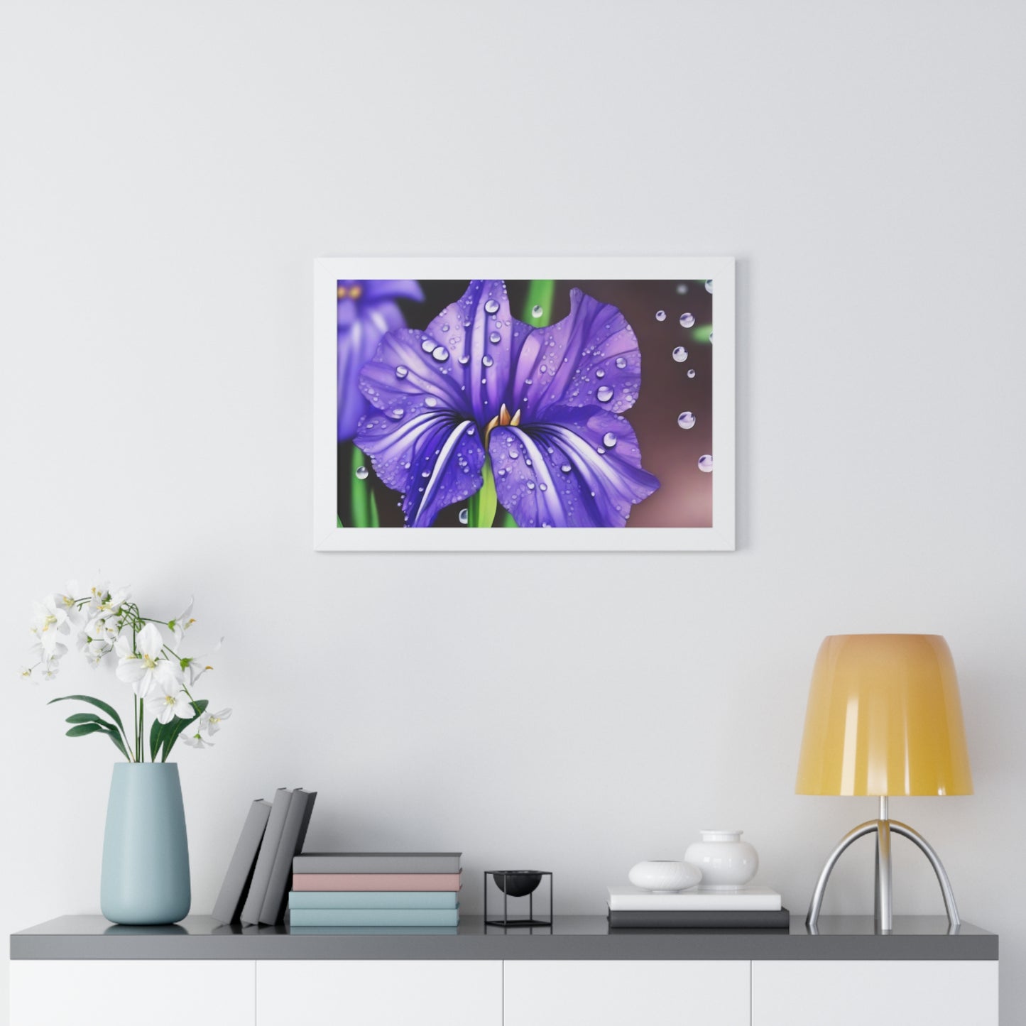 Purple Rain Iris Framed Horizontal Poster