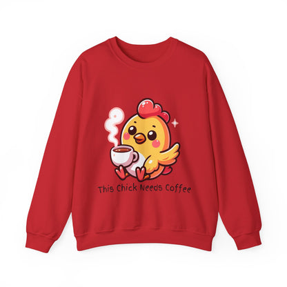 This Chick Needs Coffee Unisex Heavy Blend™ Crewneck Sweatshirt