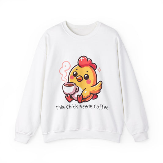 This Chick Needs Coffee Unisex Heavy Blend™ Crewneck Sweatshirt