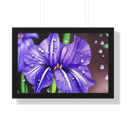 Purple Rain Iris Framed Horizontal Poster