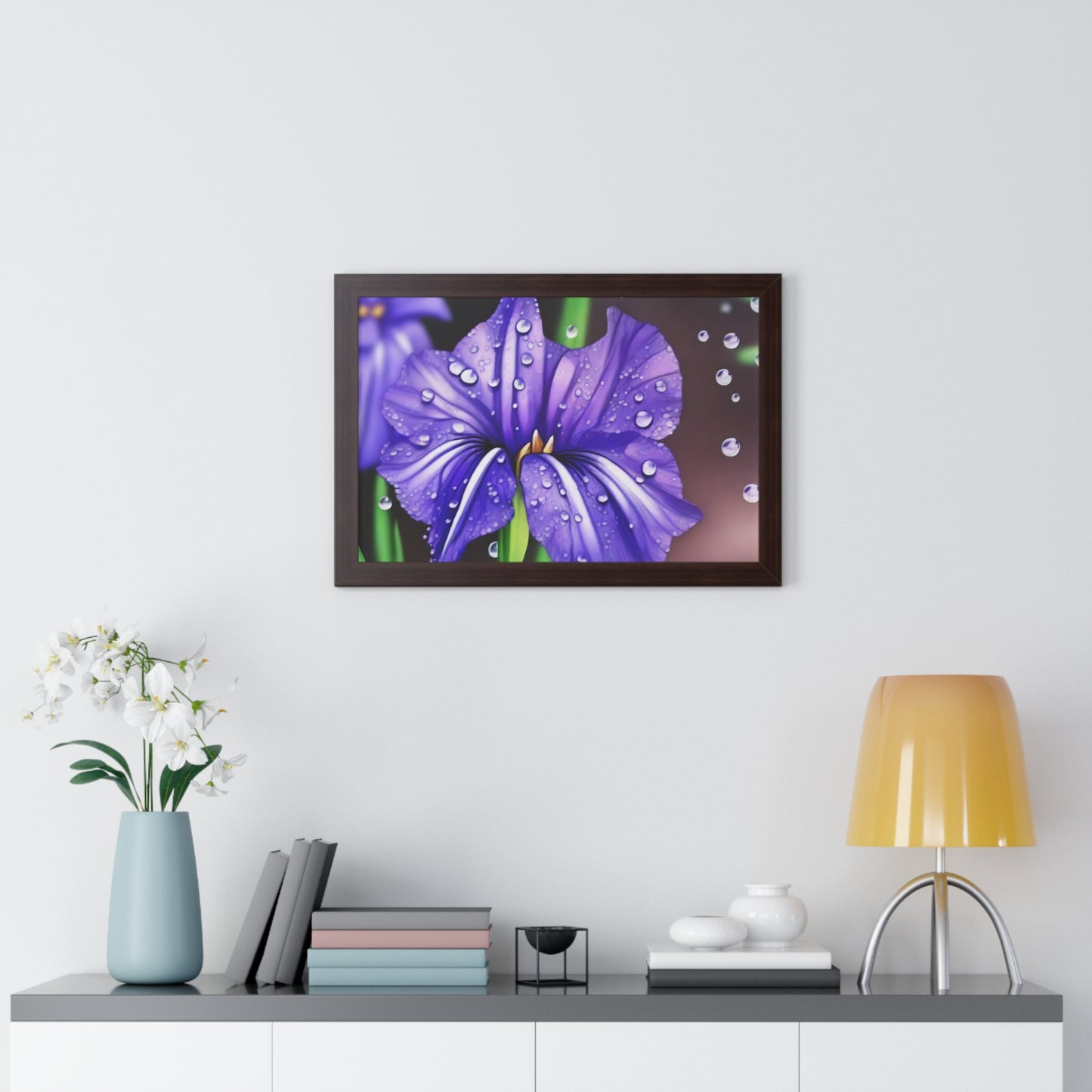 Purple Rain Iris Framed Horizontal Poster