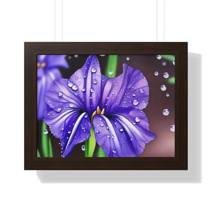 Purple Rain Iris Framed Horizontal Poster