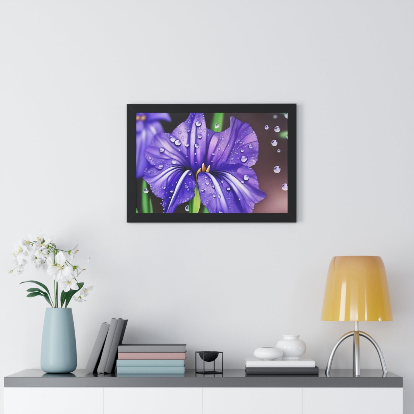 Purple Rain Iris Framed Horizontal Poster