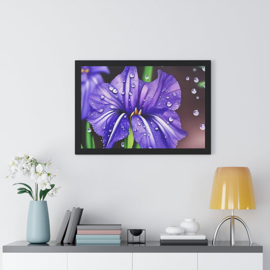 Purple Rain Iris Framed Horizontal Poster