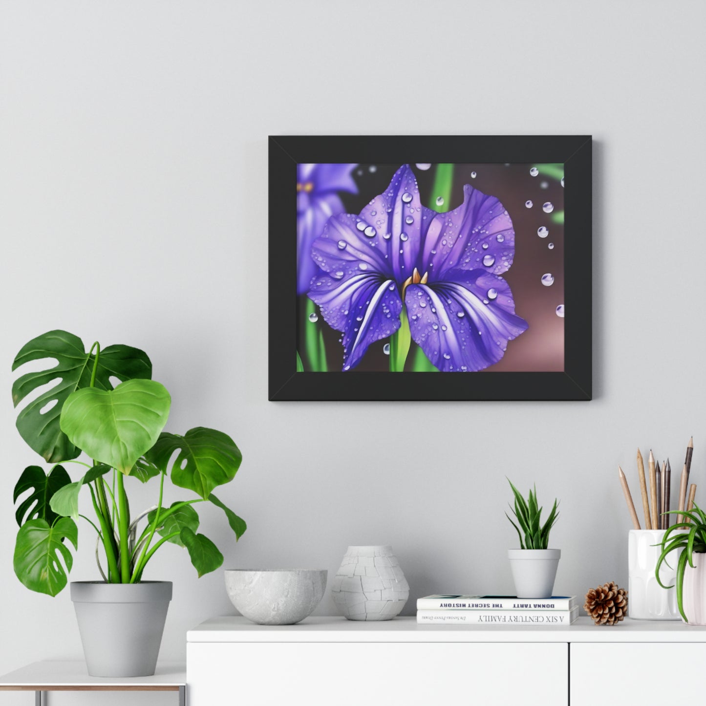 Purple Rain Iris Framed Horizontal Poster