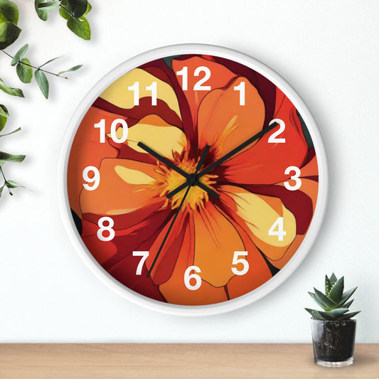 Orange Flower Wall Clock
