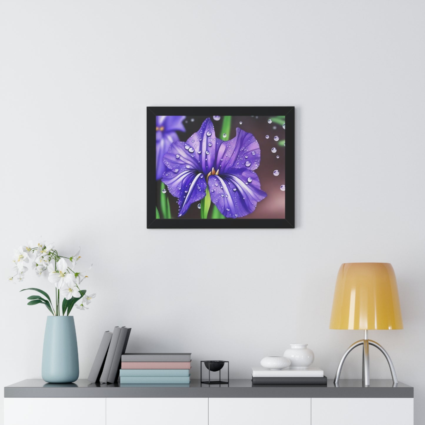 Purple Rain Iris Framed Horizontal Poster