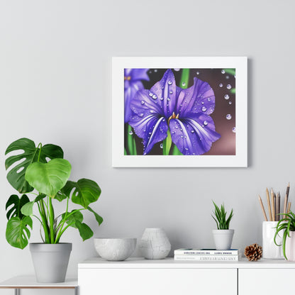 Purple Rain Iris Framed Horizontal Poster