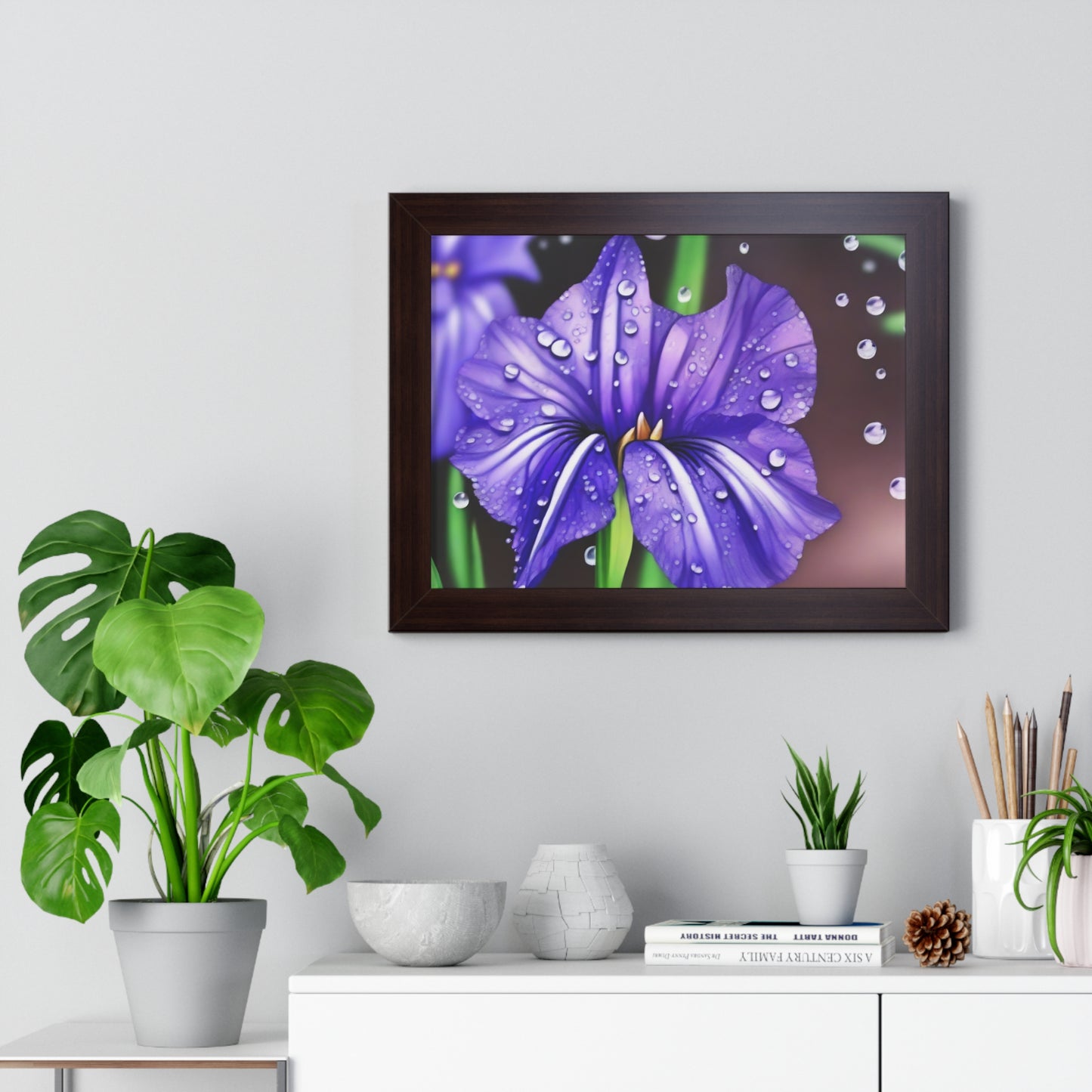 Purple Rain Iris Framed Horizontal Poster