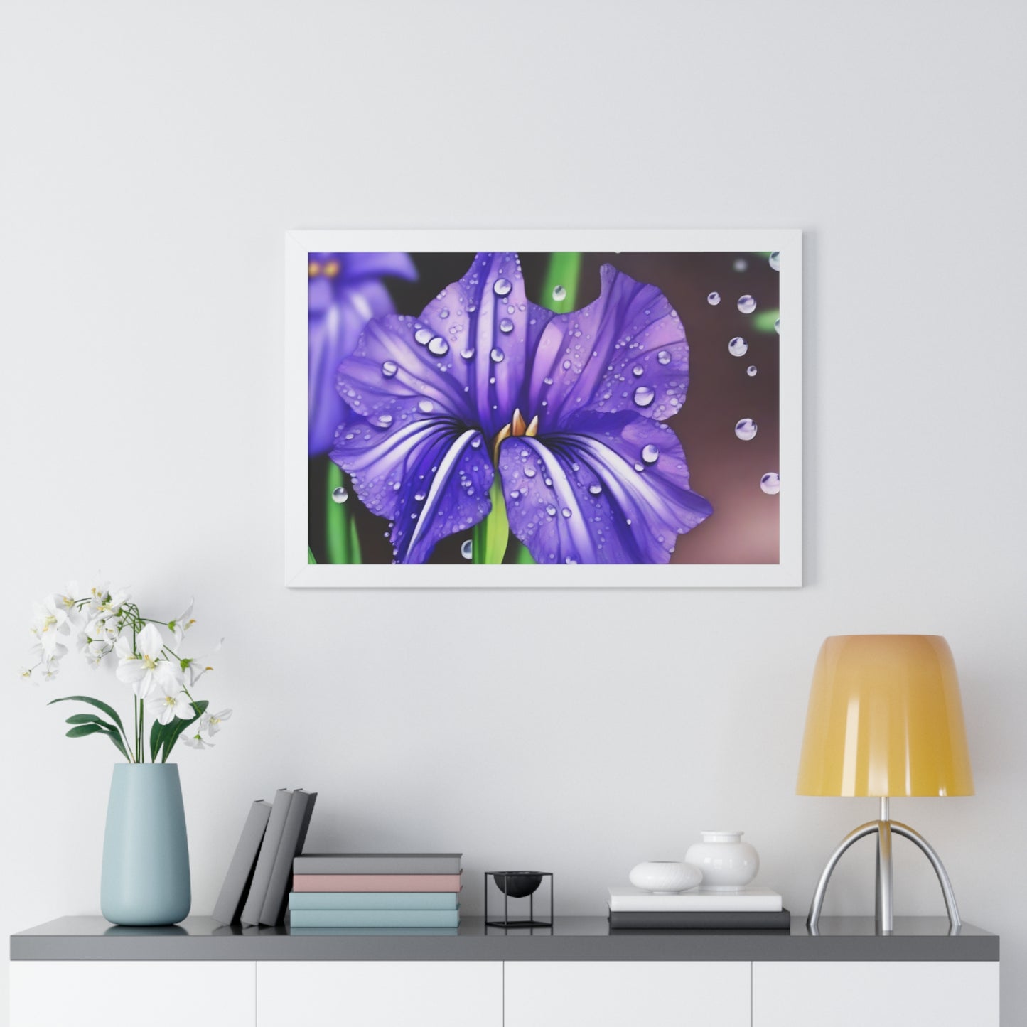 Purple Rain Iris Framed Horizontal Poster