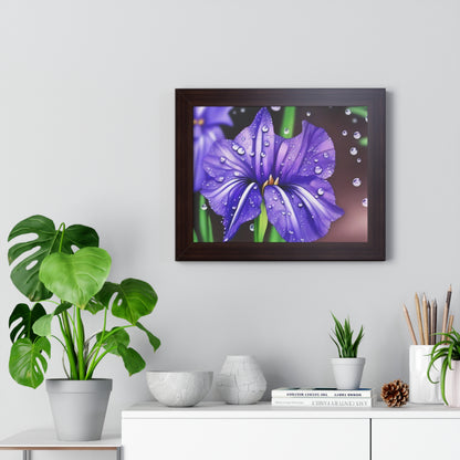 Purple Rain Iris Framed Horizontal Poster